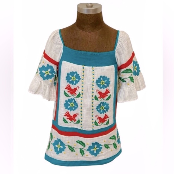 Anthropologie Seen Worn Kept Embroidered Tunic blouse US size 6 - Picture 2 of 6